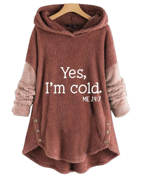 Casual lange mouw hoodie bedrukt tuniek top