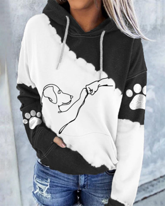 Hoodie met lange mouwen en hondenprint