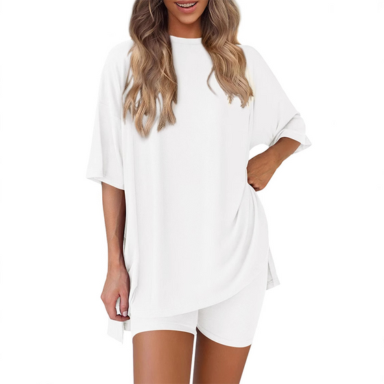 Casual Set Met Effen Kleur En Losse Pasvorm