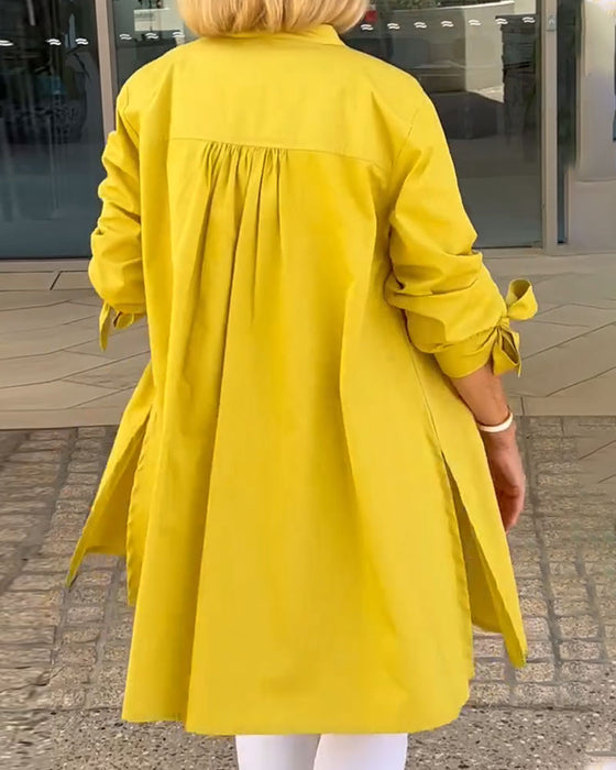 Shirt Effen Casual Lange Mouwen