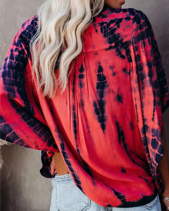 Blouse V-Hals Tie-Dye Casual