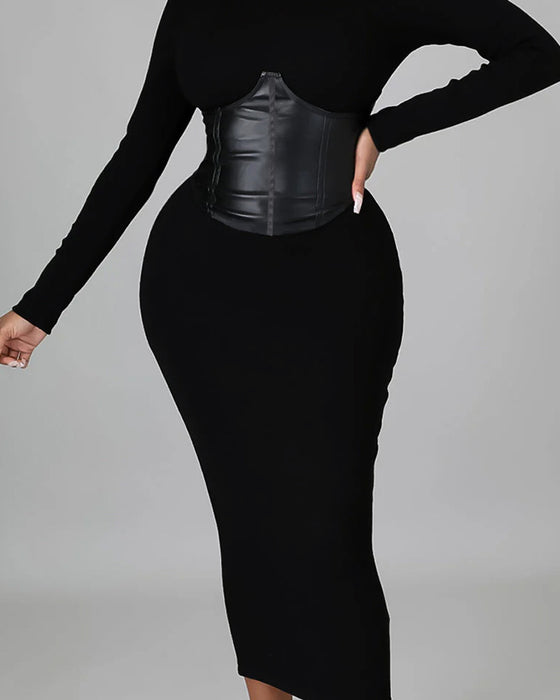 Jurk In Effen Kleur Met Paneeldetails En Bodycon Pasvorm