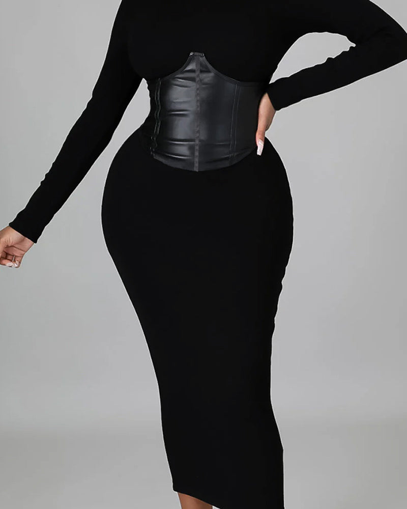 Jurk In Effen Kleur Met Paneeldetails En Bodycon Pasvorm
