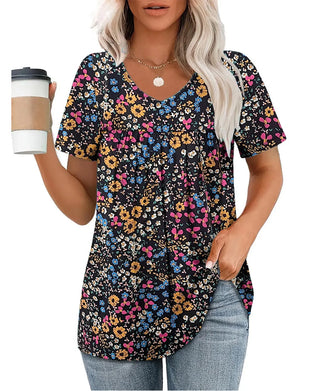 Blouse Bloemen V-Hals Korte Mouw