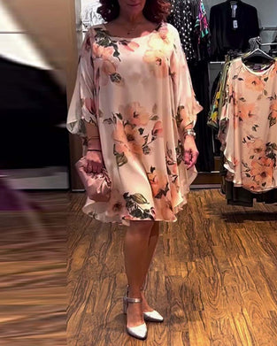 Jurk Geprint Vleermuismouw