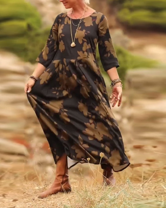 Jurk temperament retro bedrukt