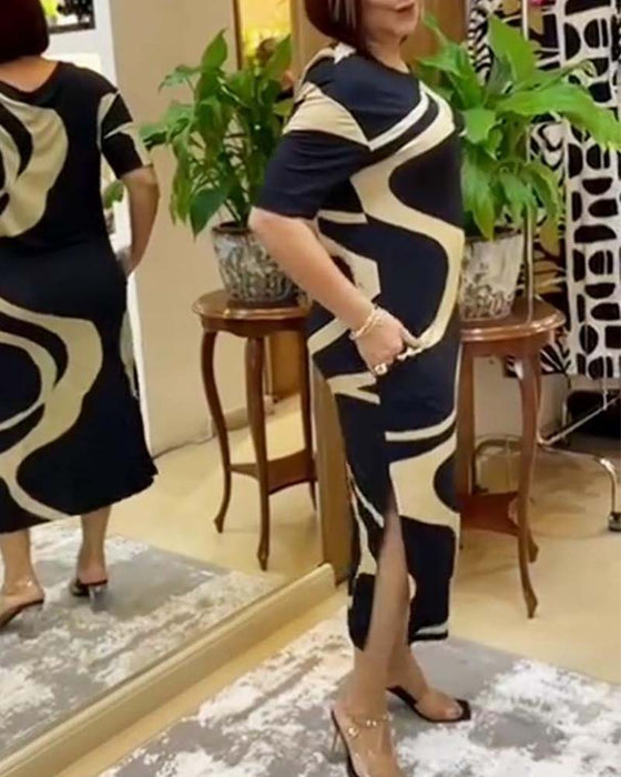 Casual jurk met print en split