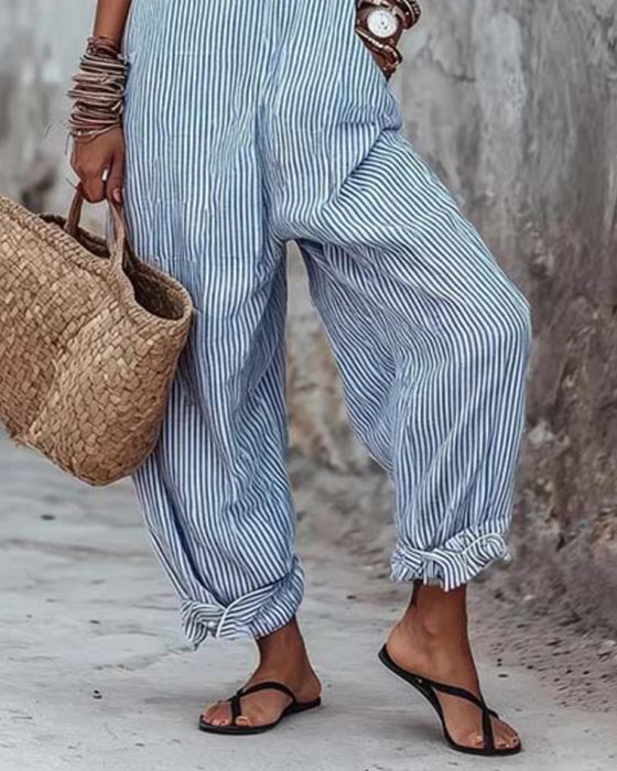 Jumpsuit Brede Band Gestreepte Overalls