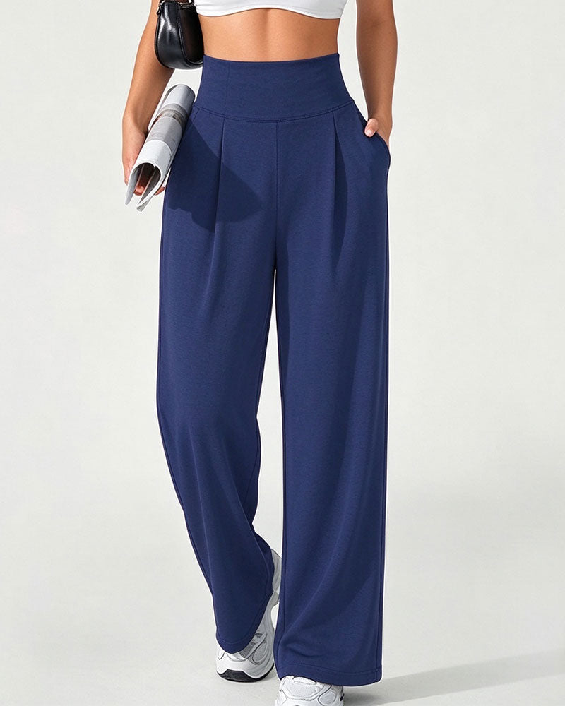 Broek Hoge Taille Zak Effen Wijde Pijp