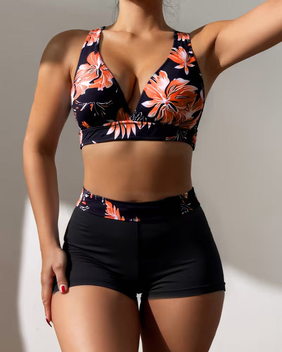 Bikini Tropisch Bloemenprint Boyshorts