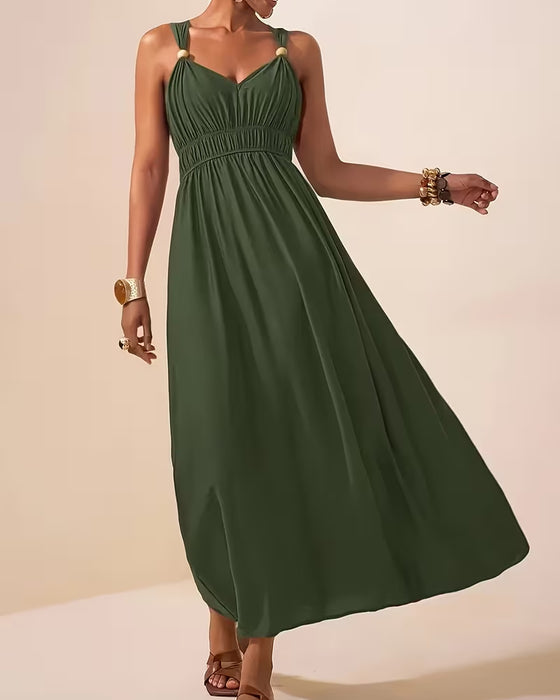 Jurk Mouwloos Gerimpeld Beugel Taille-Trekkend