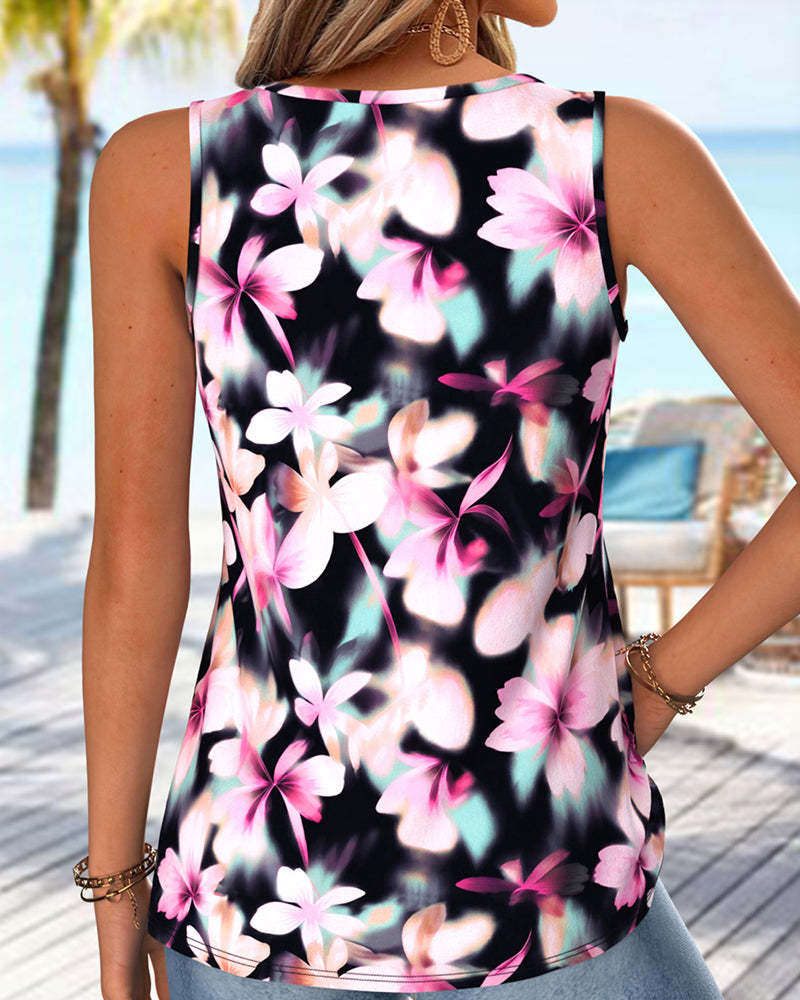 Tanktop Uitlopende Bloemenprint