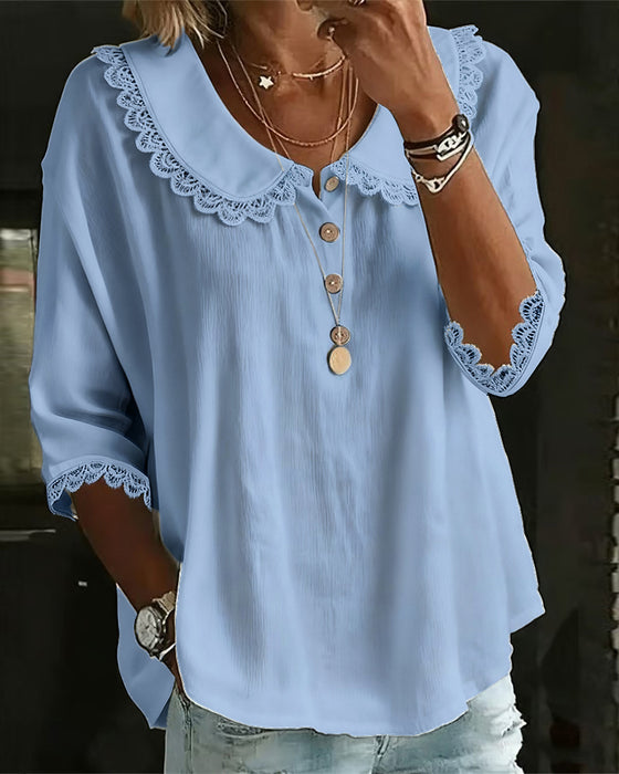 Blouse Kant Ingezet Peter Pan Kraag