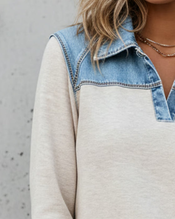 Trui Fashionable Kraag Kleurblok Gecombineerd