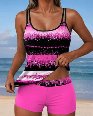 Badpak casual bandjes tweedelig print