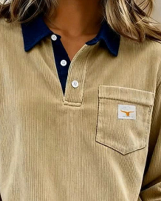 Modieuze Sweatshirt Met Button-Down Kraag