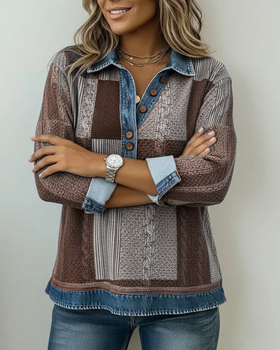 Sweatshirt Met Lange Mouwen En Colorblock Print