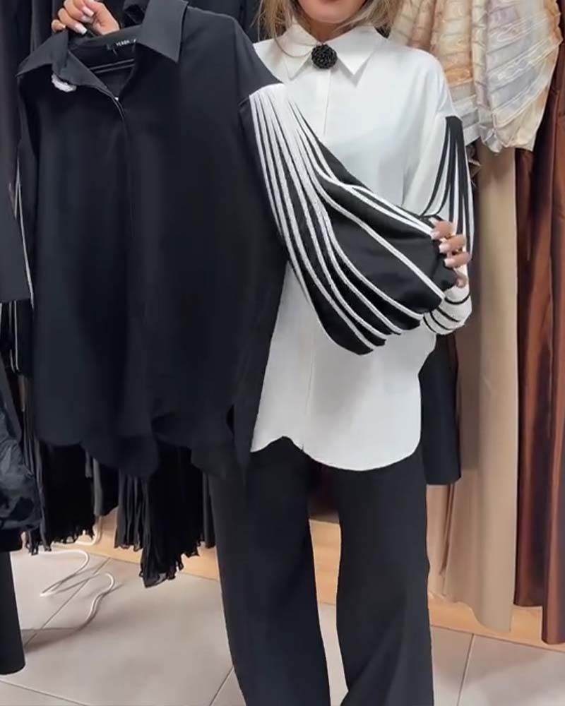 Shirt Contraste Lijn Lange Mouw