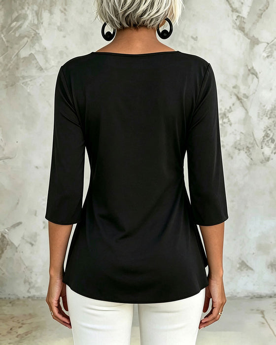 Blouse V-Hals Gedrapeerd Onregelmatig