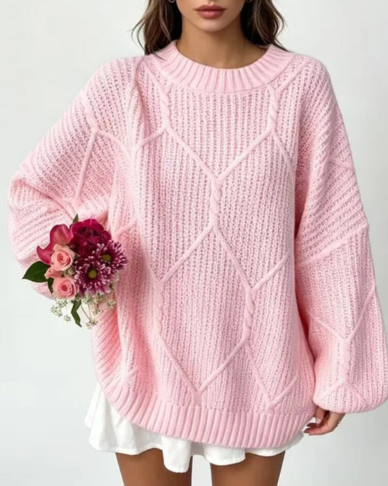 Pullover Effen Kleur Lange Mouwen