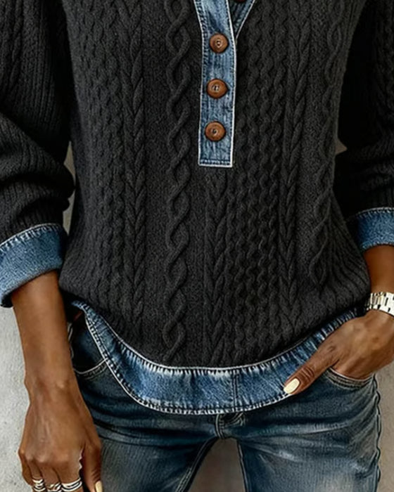 Sweatshirt in stijlvolle kleurgeblokte denim
