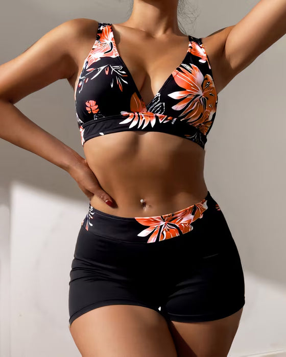 Bikini Tropisch Bloemenprint Boyshorts