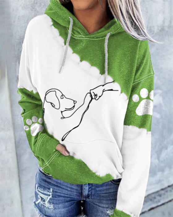 Hoodie met lange mouwen en hondenprint