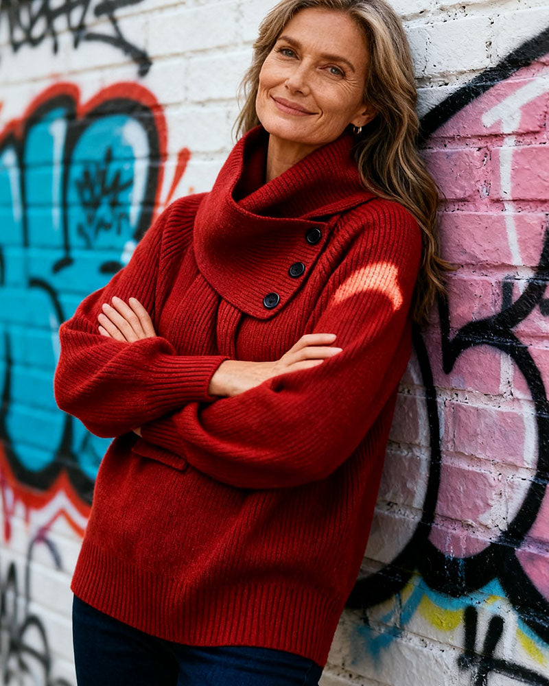 Trui Sjaalkraag Mode Effen Kleur