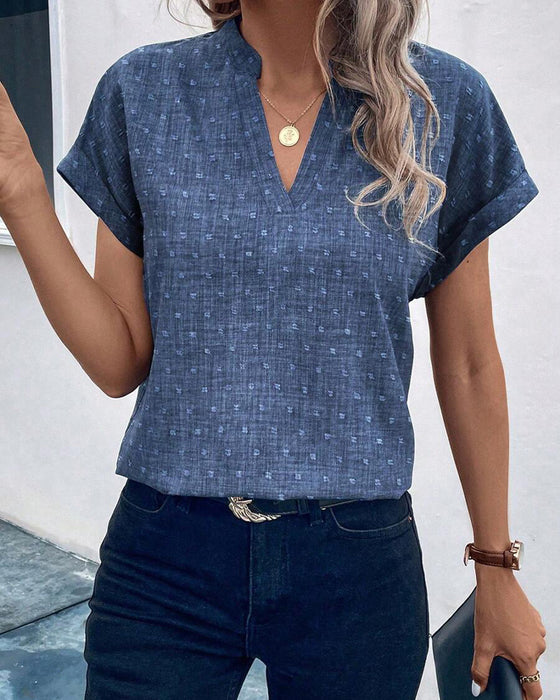 Blouse V-Hals Bedrukt Korte Mouwen