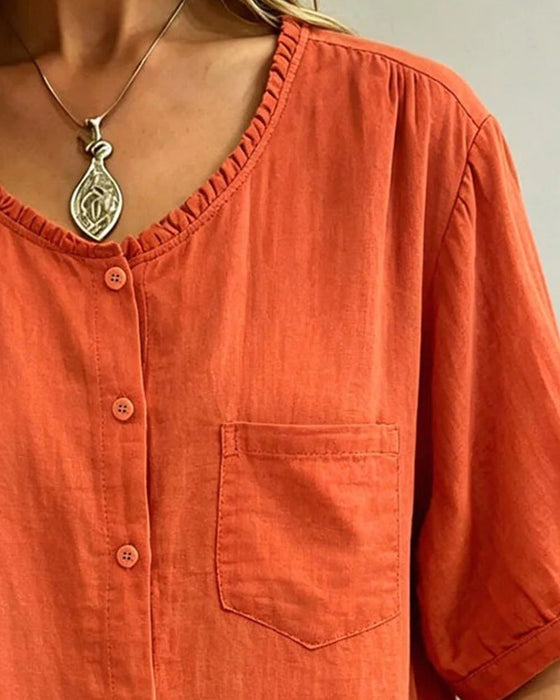 Blouse Ruffle Trim Knoop Zak