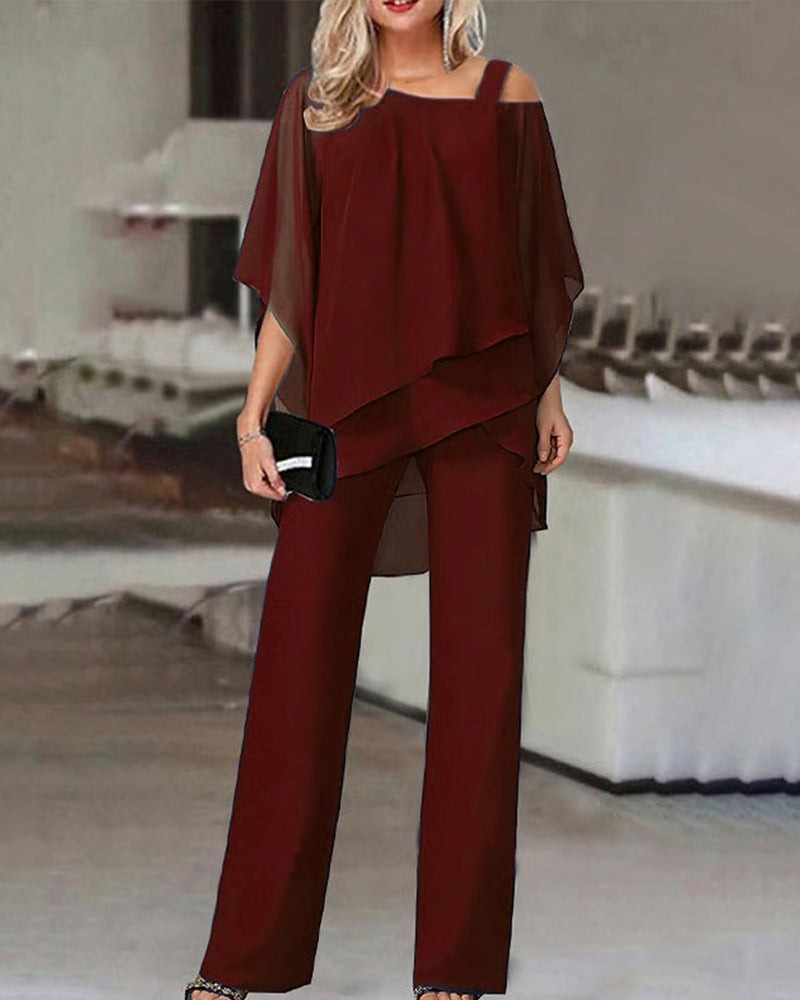 Tweedelig Set Off-Shoulder Vleermuismouw