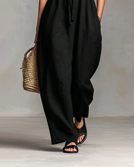 Casual Jumpsuit Effen Kleur Zonder Mouwen