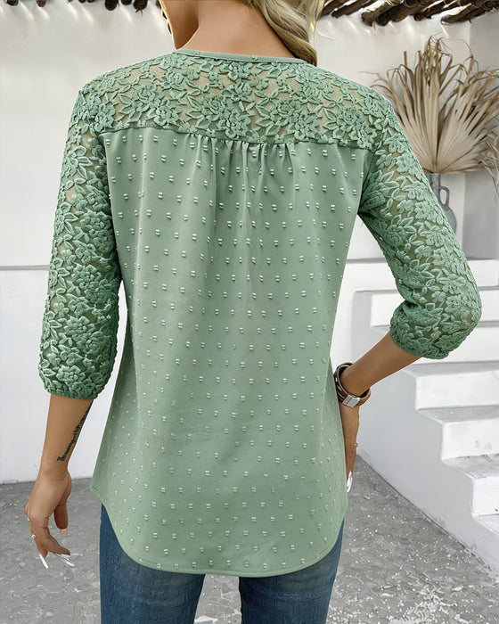 Blouse Kant Patchwork 3D Bloemen