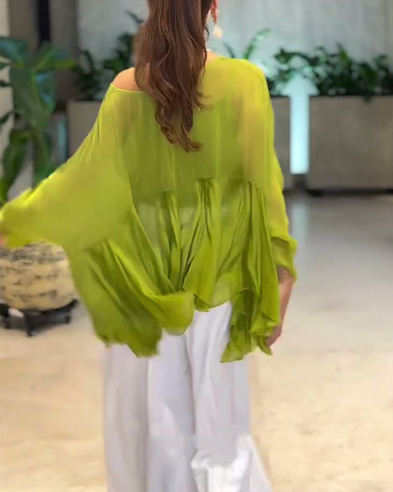 Blouse Met Stijlvol Effen Ontwerp