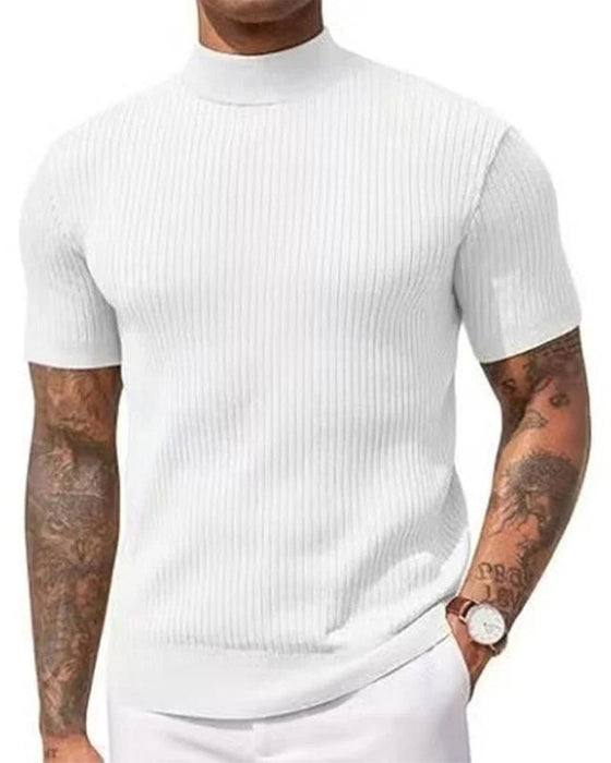 T-Shirt Mock Neck Heren Korte Mouw