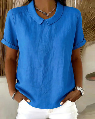 Blouse Peter Pan Kraag Korte Mouw