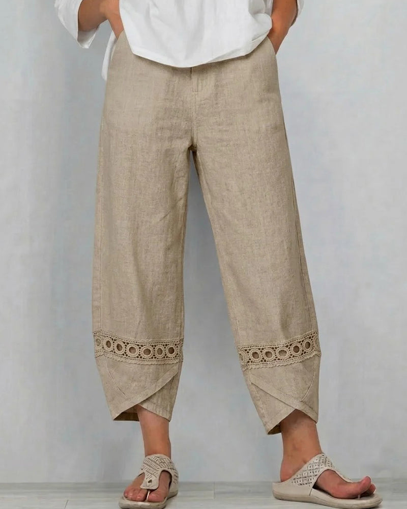 Broek Effen Opengewerkt Casual