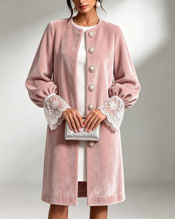 Jas Patchwork Mouw Knoop Trendy