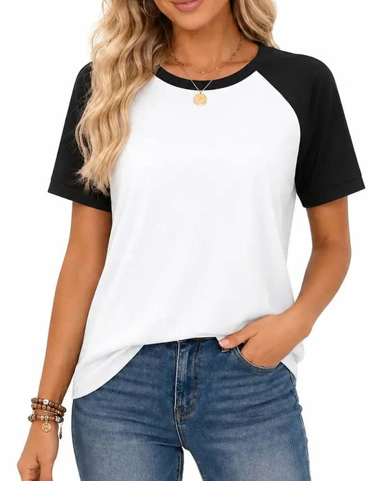 T-Shirt Rondhals Kleurblok Raglan Mouw