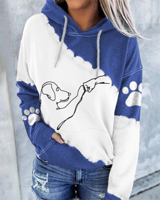 Hoodie met lange mouwen en hondenprint