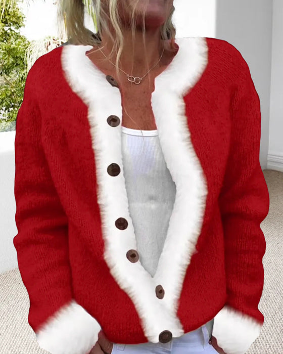 Modieuze Langemouwen Cardigan Met Contrasterende Kleur