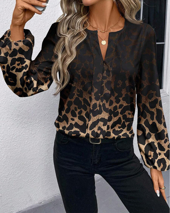 Shirt Pofmouw Verloop Luipaardprint