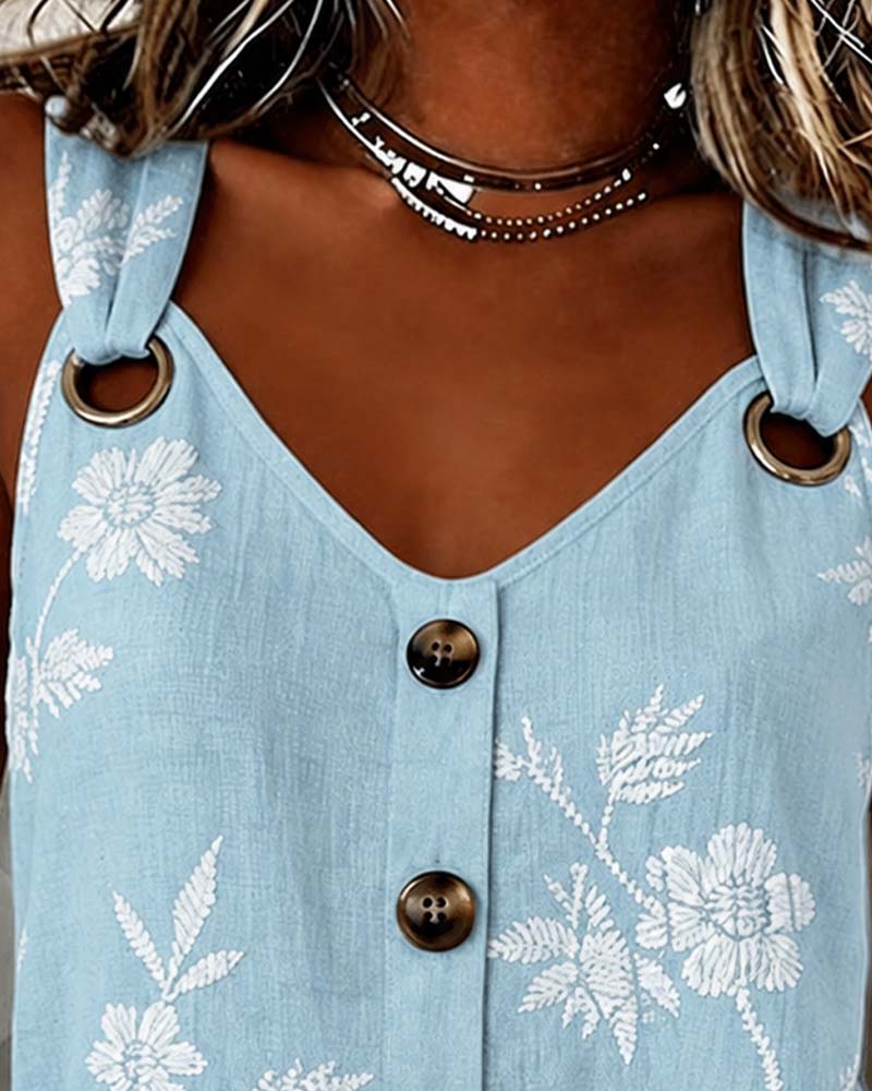 Tank Top Bloemen Camisole Metalen Ring