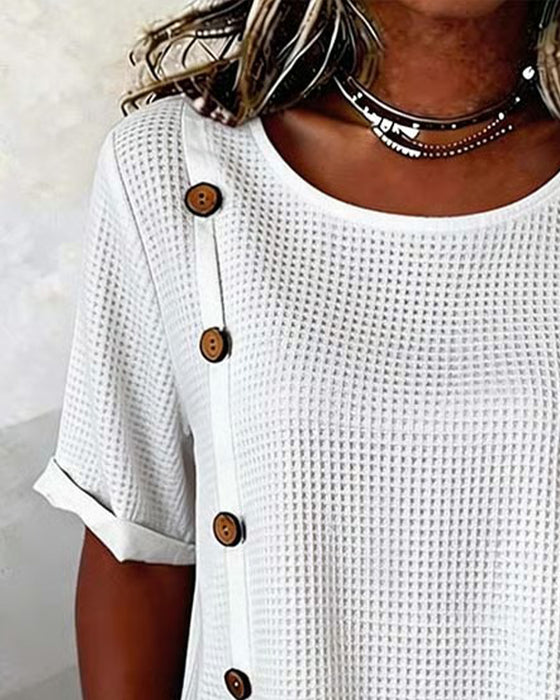 Blouse Wafel Textuur Zij Knoop