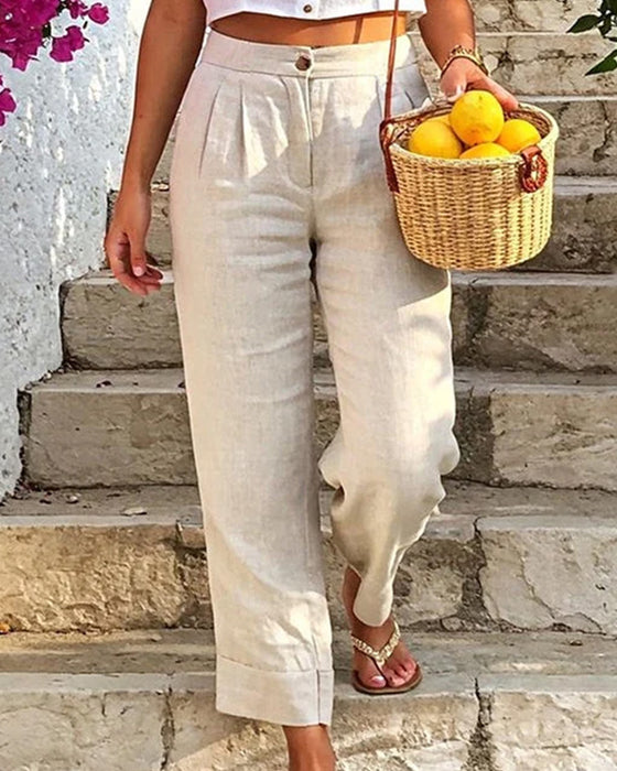 Broek Casual Knoop Recht
