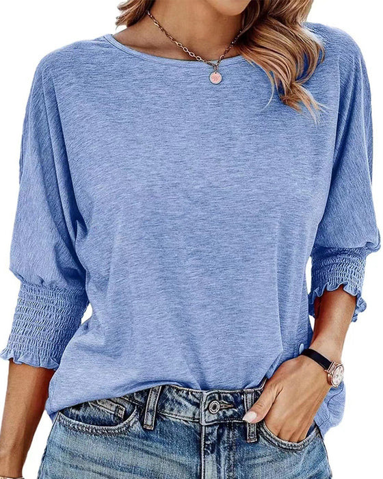 Tshirt Losse Pasvorm Ronde Hals Gerimpelde Manchetten