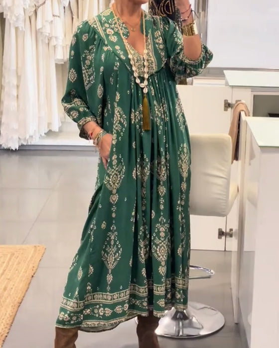 Casual jurk met print en losse zakken