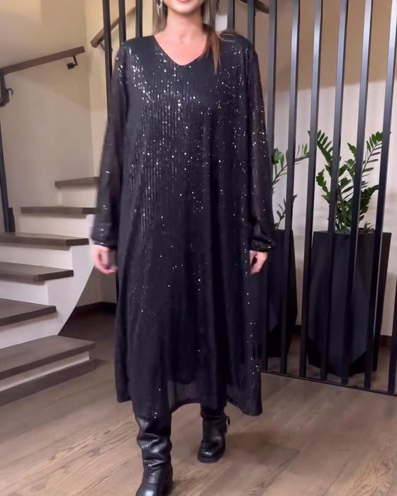 Modieuze Effen Jurk Met V-Hals