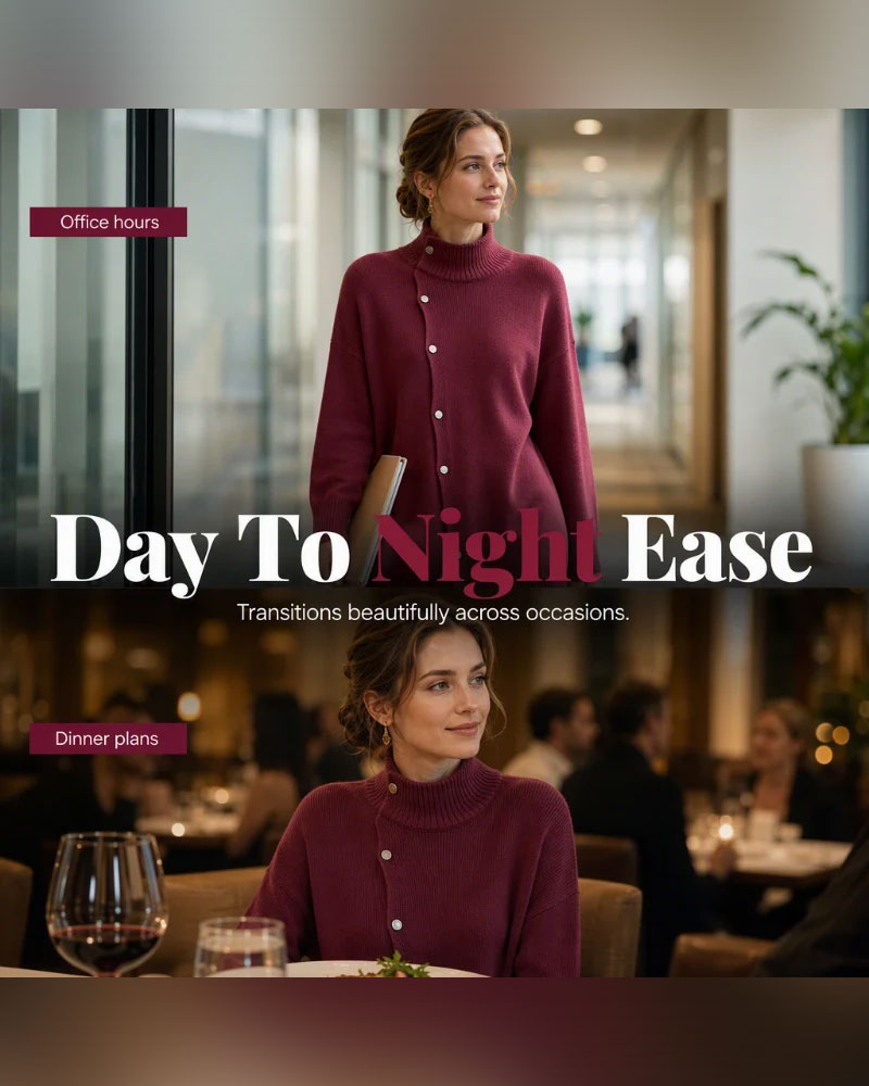 Cardigan Turtleneck Enkel Knoopsluiting