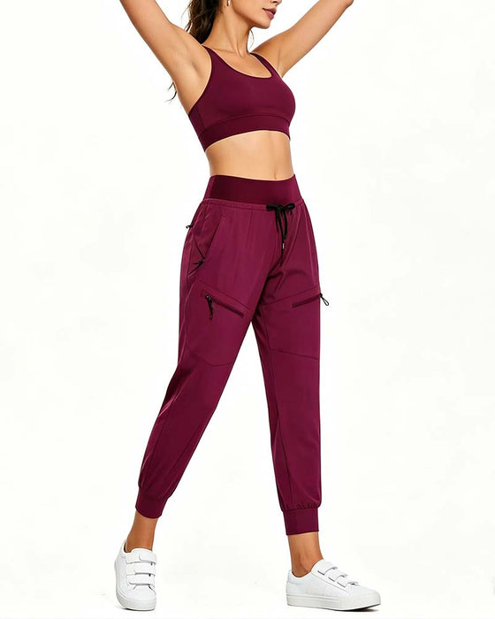 Broek Met Elastische Taille Trekkoord Zakken Tapered
